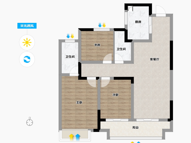 浙江省-湖州市-天能天泽府-87.15-户型库-采光通风