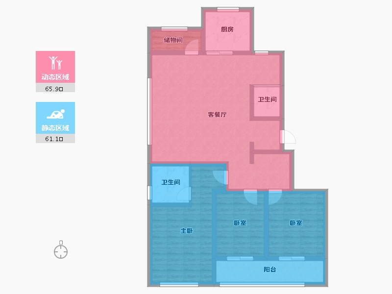 浙江省-杭州市-如沐清晖城-113.02-户型库-动静分区