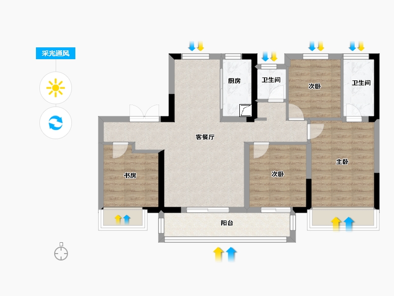 江苏省-淮安市-港龙东望府-79.20-户型库-采光通风