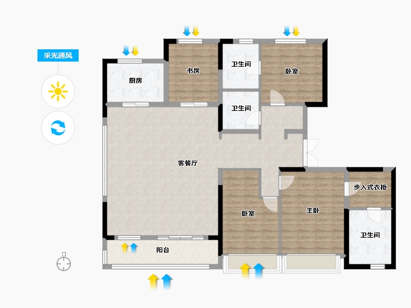 浙江省-杭州市-杭与城-145.85-户型库-采光通风