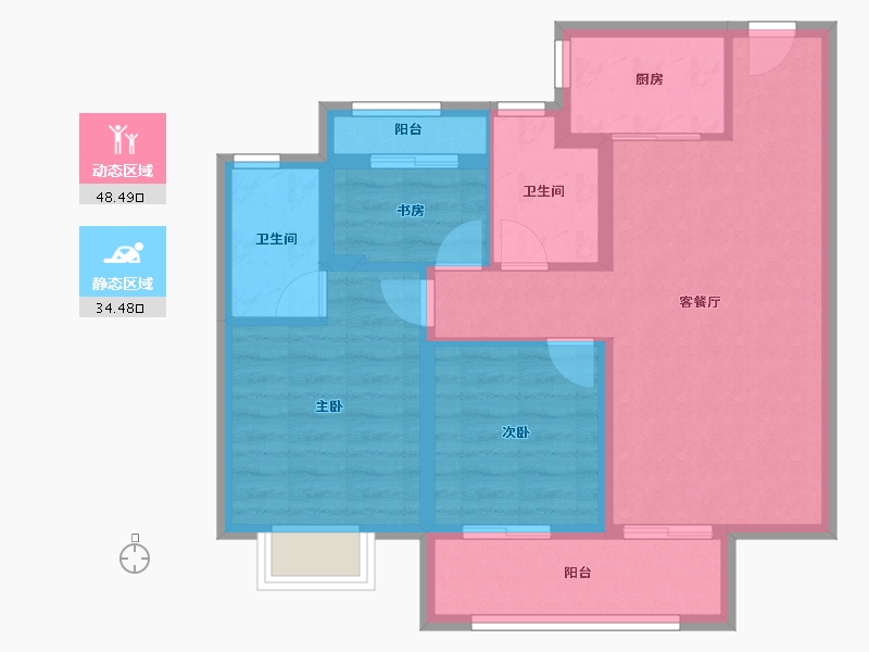 浙江省-丽水市-凯兴君瑞府-73.61-户型库-动静分区