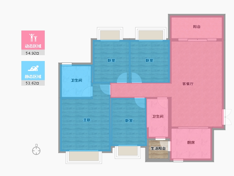 广东省-东莞市-东莞松湖悦龙台-100.43-户型库-动静分区