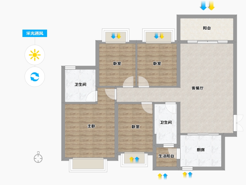 广东省-东莞市-东莞松湖悦龙台-100.43-户型库-采光通风