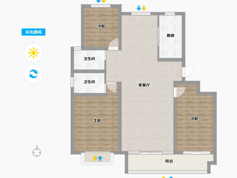 河北省-石家庄市-颐和新城·尚城-103.81-户型库-采光通风