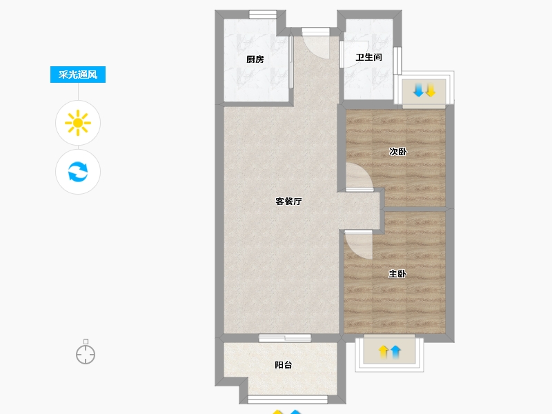 海南省-海口市-融创.美伦熙语-55.63-户型库-采光通风