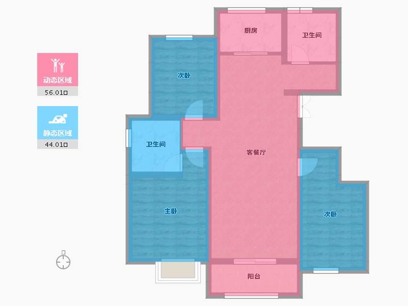 河南省-濮阳市-龙润学府-88.75-户型库-动静分区