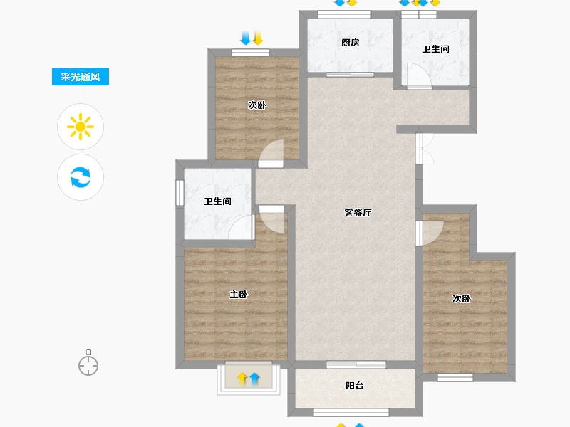 河南省-濮阳市-龙润学府-88.75-户型库-采光通风