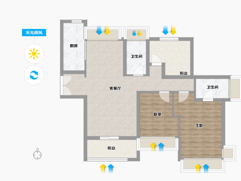 广东省-珠海市-航城·山海荟-85.61-户型库-采光通风