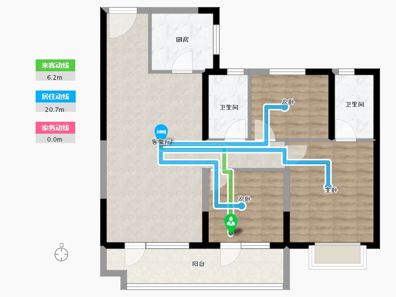 山东省-聊城市-孟达·水樾澜庭-89.60-户型库-动静线