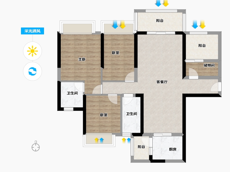 广东省-肇庆市-方凯天悦城-90.40-户型库-采光通风