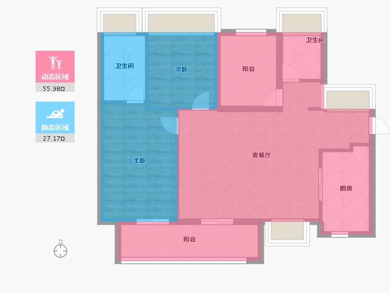 广东省-珠海市-天地源·悦唐阁-74.40-户型库-动静分区