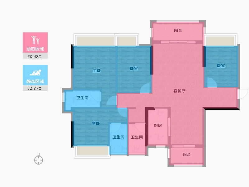 广东省-梅州市-鸿泰瑞璟花园-101.27-户型库-动静分区