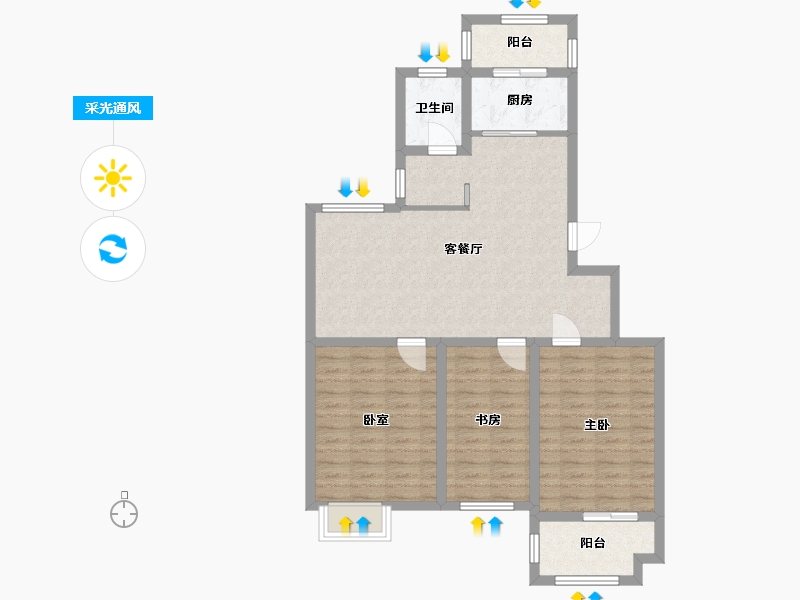 江苏省-盐城市-虹越豪庭-90.00-户型库-采光通风