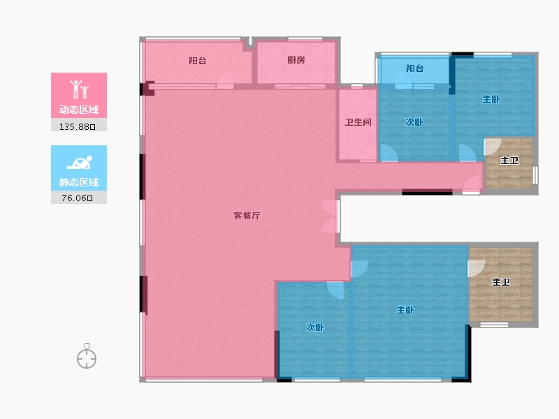 四川省-成都市-锦江金茂府-211.02-户型库-动静分区