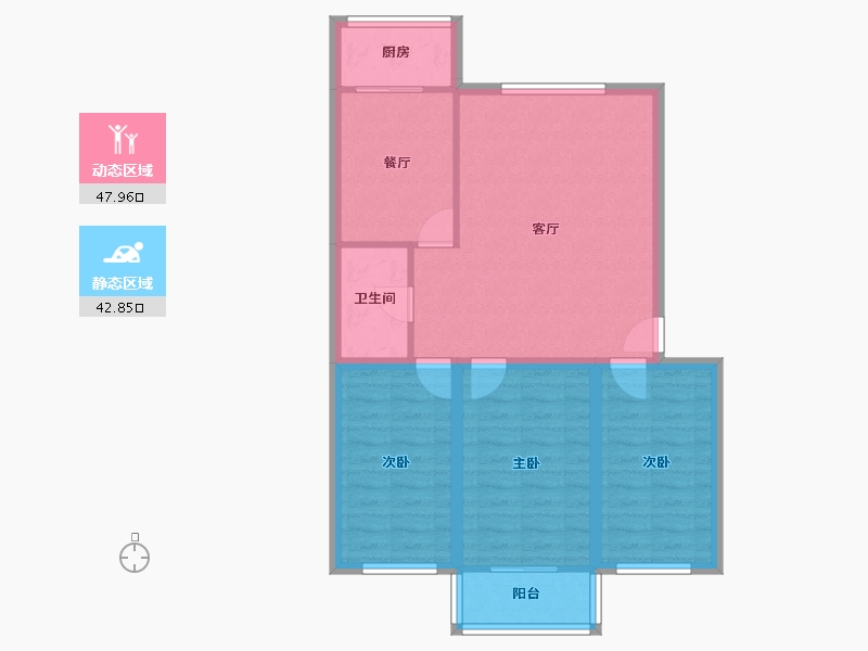 辽宁省-大连市-长春花园-81.55-户型库-动静分区