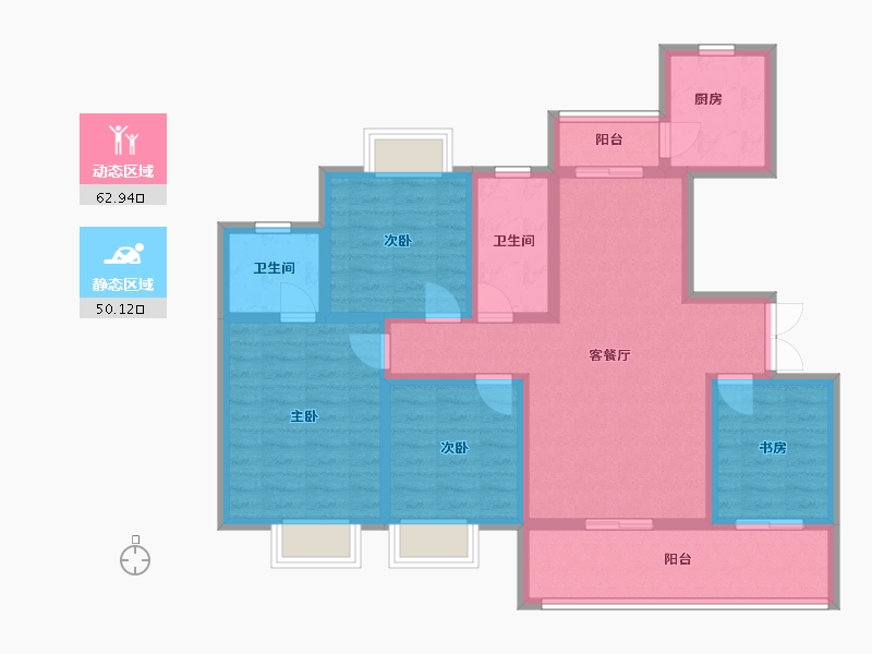 海南省-三亚市-三亚·东岸蓝湾-99.64-户型库-动静分区