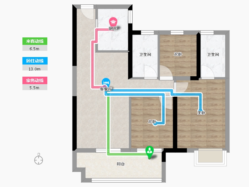 海南省-海口市-融创.美伦熙语-72.33-户型库-动静线