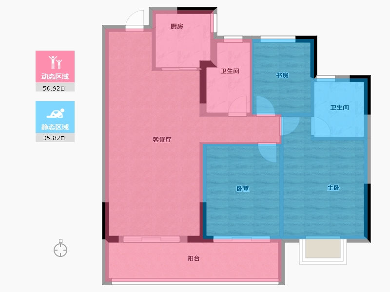 浙江省-宁波市-蓝城·兰香园-78.00-户型库-动静分区