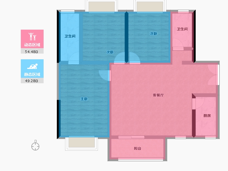 海南省-海口市-金牛佳园-92.34-户型库-动静分区