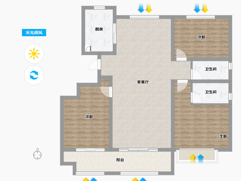 山东省-滨州市-丽景华庭二期-112.50-户型库-采光通风