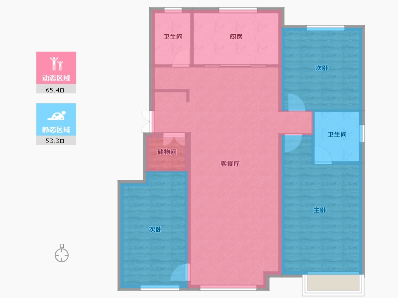 辽宁省-沈阳市-华润置地润溪山-107.78-户型库-动静分区