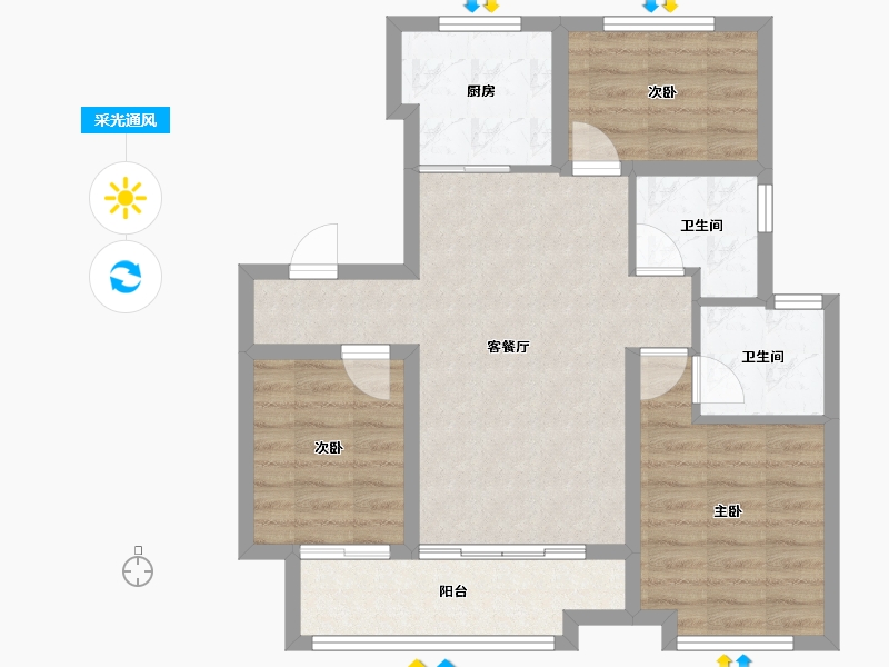 河北省-石家庄市-颐和新城·尚城-72.43-户型库-采光通风