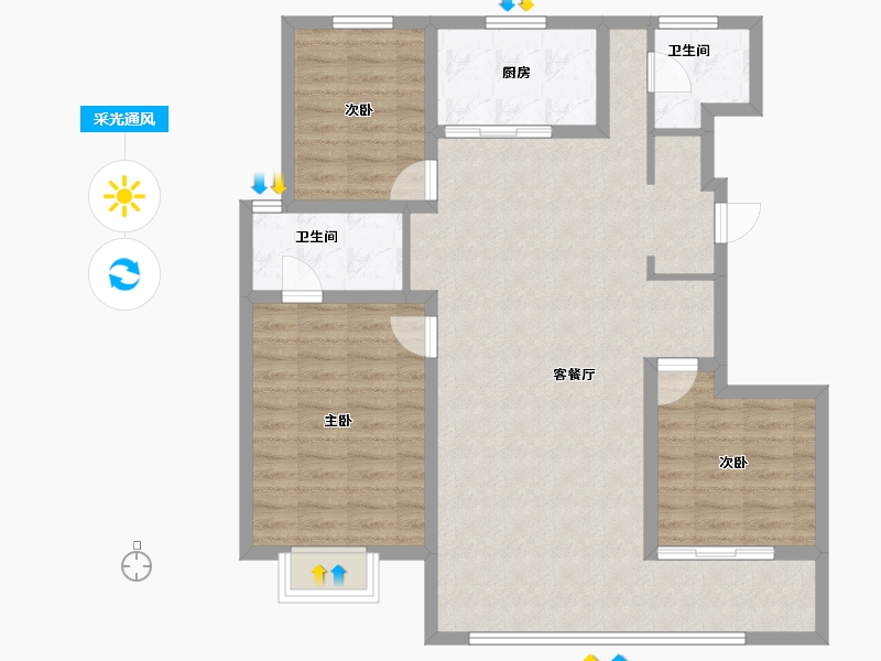 山东省-济南市-越秀麓端府-102.10-户型库-采光通风