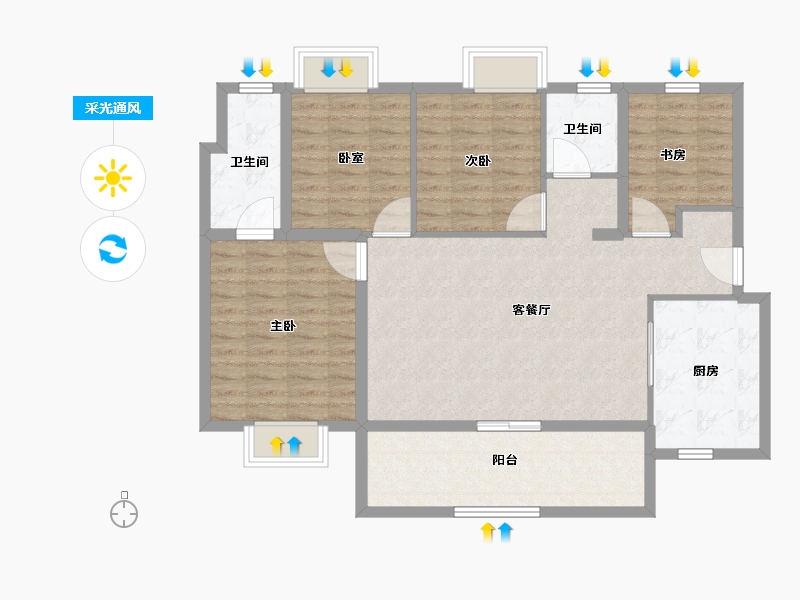 四川省-成都市-保利和颂-103.28-户型库-采光通风