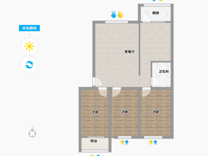 辽宁省-大连市-长春花园-80.59-户型库-采光通风