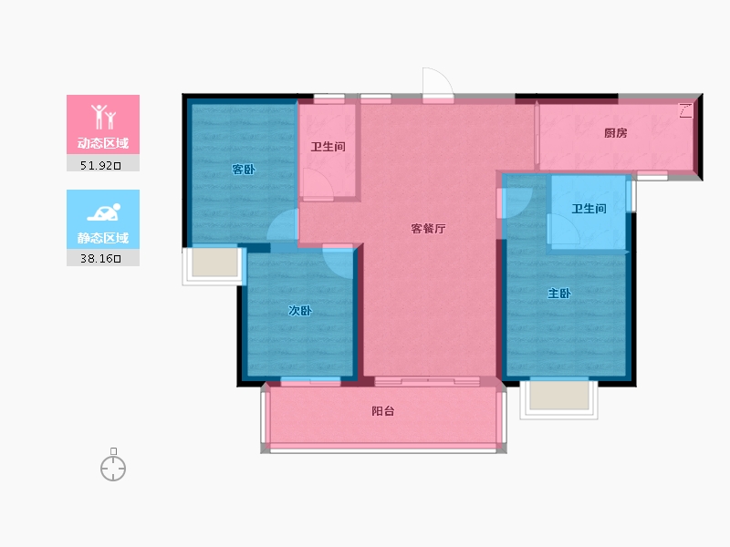 广东省-惠州市-碧桂园臻山府-80.45-户型库-动静分区