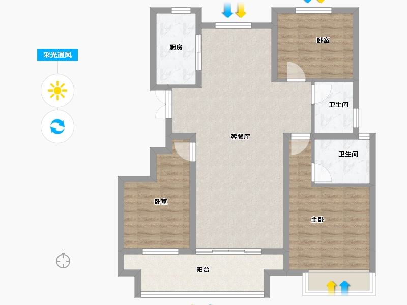 山东省-聊城市-阳谷怡嘉园小区-91.95-户型库-采光通风