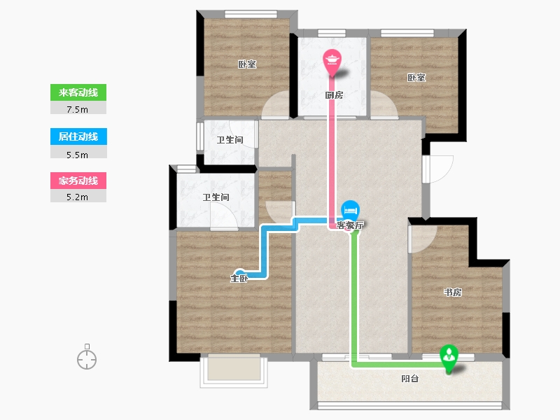 浙江省-宁波市-青澜邸-94.40-户型库-动静线