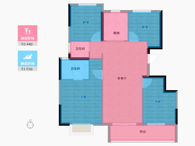 浙江省-宁波市-青澜邸-94.40-户型库-动静分区