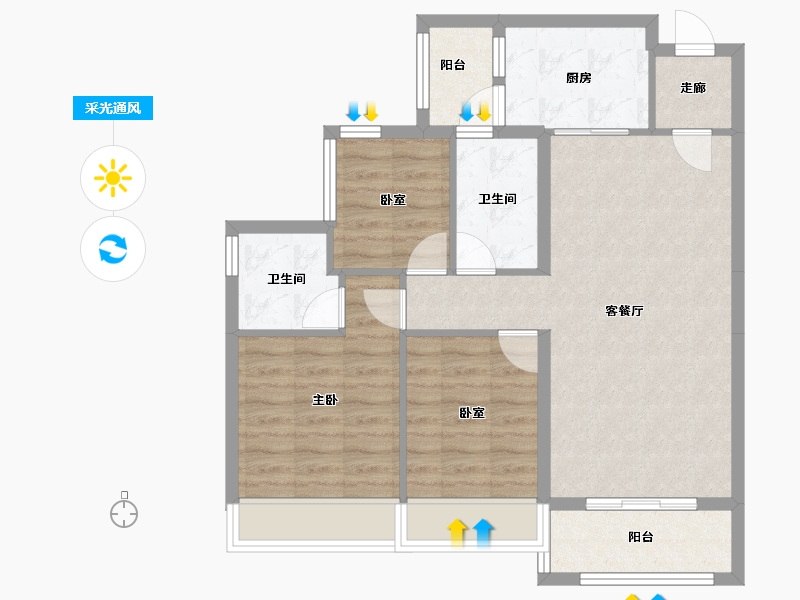 广东省-清远市-恒福·水岸-79.78-户型库-采光通风