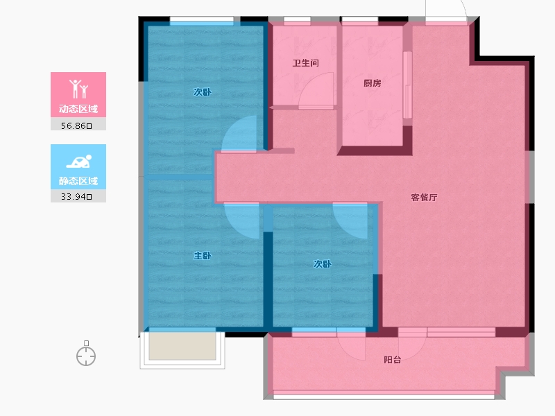 山东省-聊城市-孟达·水樾澜庭-80.81-户型库-动静分区