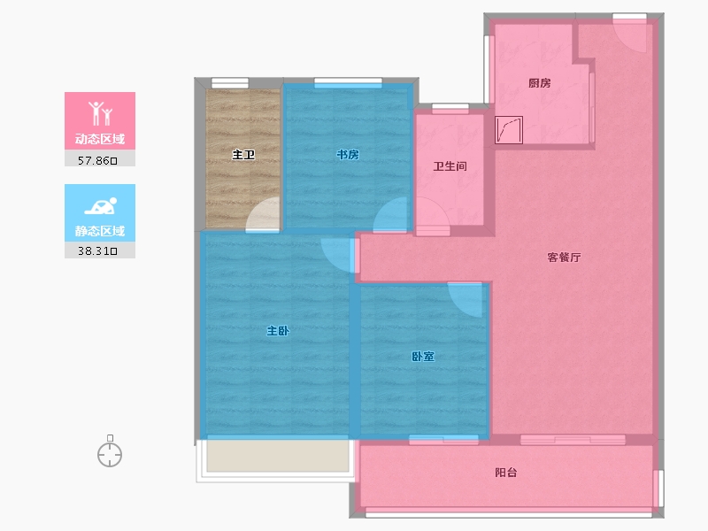 江苏省-苏州市-湖西银座-92.44-户型库-动静分区