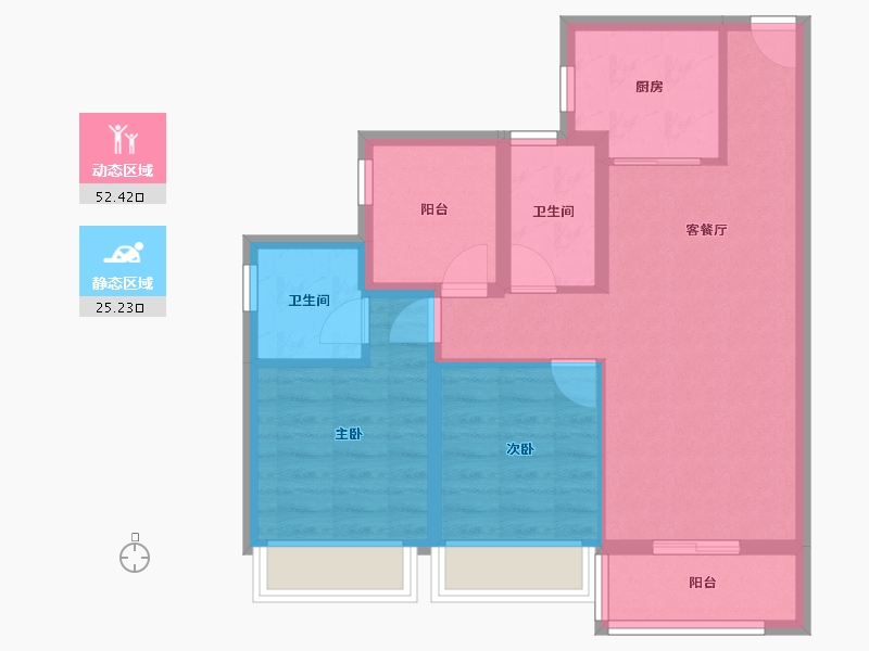 广东省-珠海市-华发水岸新城·水岸华府-68.65-户型库-动静分区