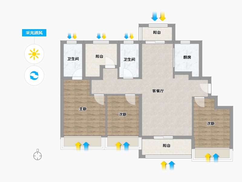 广东省-珠海市-华发水岸新城·水岸华府-87.95-户型库-采光通风