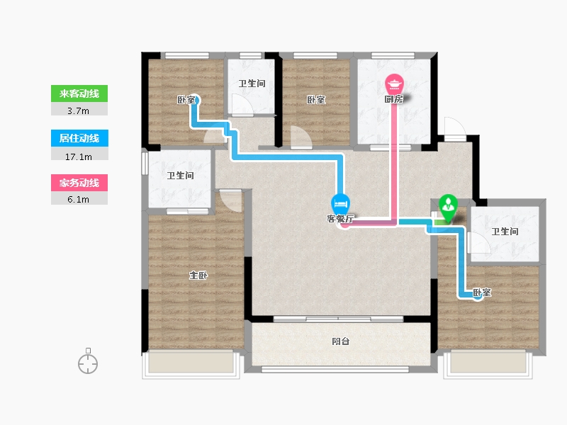 浙江省-杭州市-绿城春知海棠苑-126.49-户型库-动静线