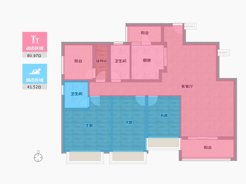 广东省-珠海市-绿景玺悦湾-109.32-户型库-动静分区