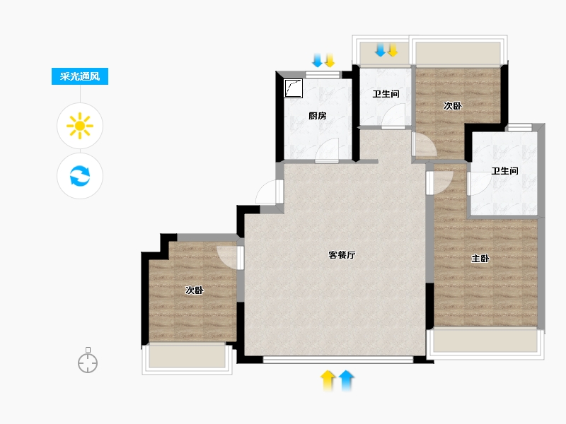 江苏省-苏州市-中建虹溪璟庭-84.00-户型库-采光通风