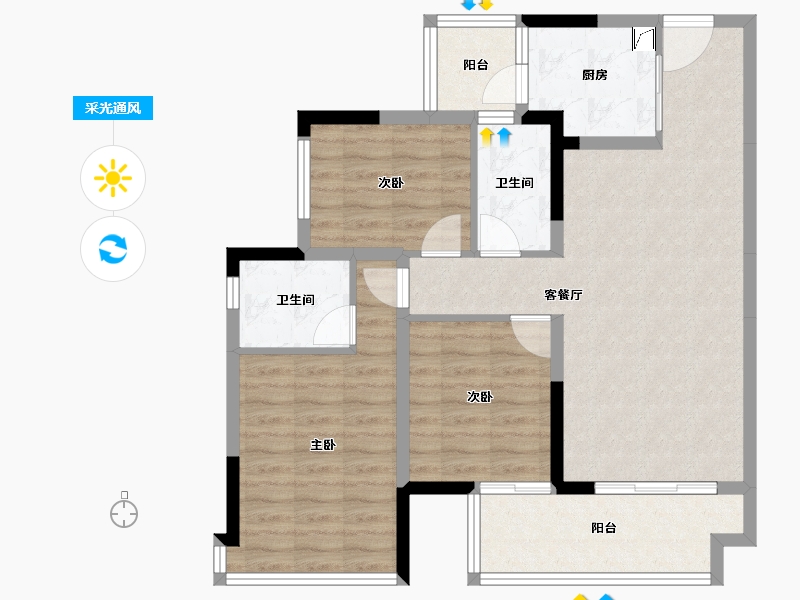 四川省-绵阳市-领地国际社区五期-87.18-户型库-采光通风