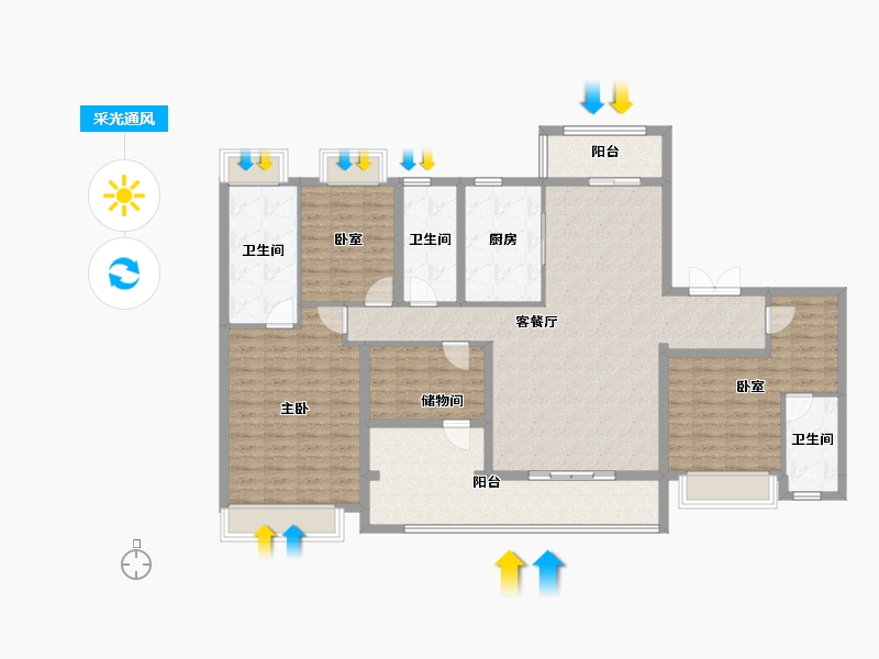 广东省-珠海市-绿景玺悦湾-145.10-户型库-采光通风