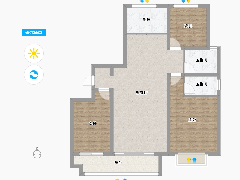 河北省-石家庄市-颐和新城·尚城-98.00-户型库-采光通风