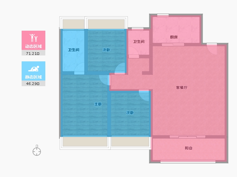 江苏省-苏州市-华侨城龙湖·启元-105.16-户型库-动静分区