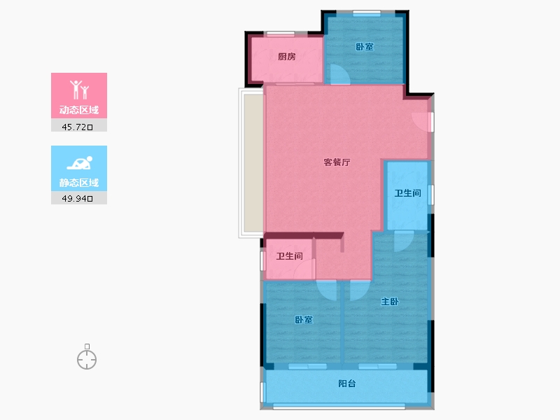 浙江省-杭州市-中铁建晴萃府-86.40-户型库-动静分区