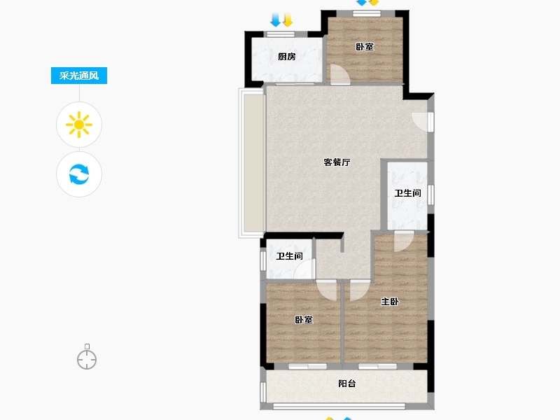 浙江省-杭州市-中铁建晴萃府-86.40-户型库-采光通风