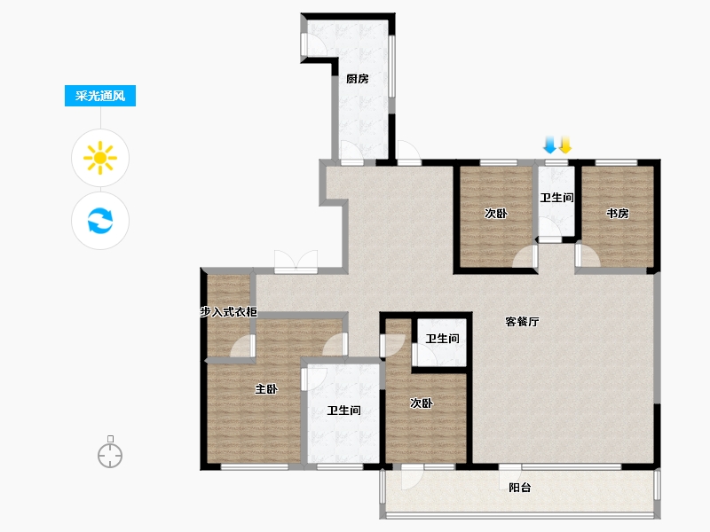 山东省-聊城市-民生·城市玖玺-212.80-户型库-采光通风