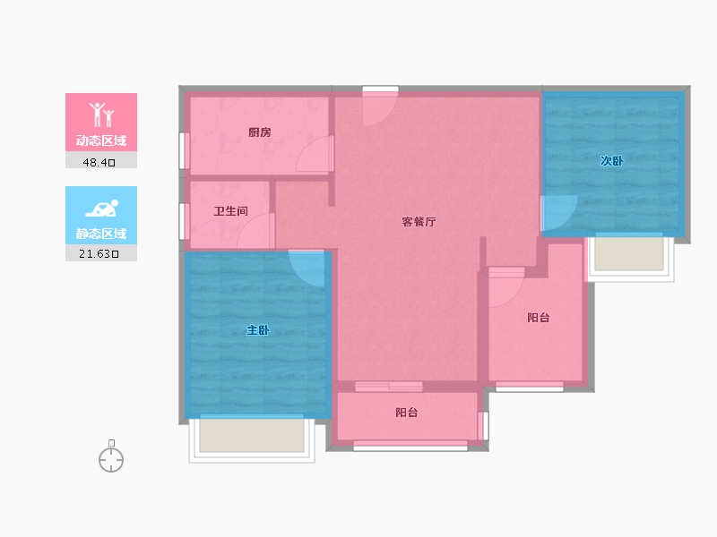 广东省-珠海市-华发水岸新城·水岸华府-62.28-户型库-动静分区