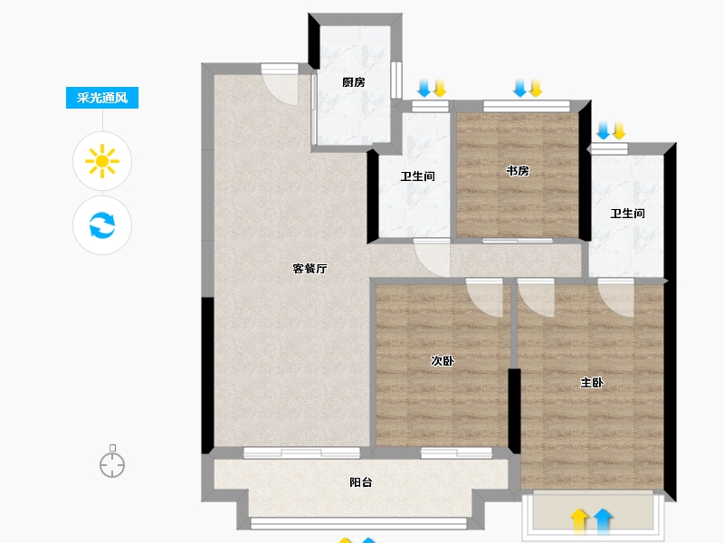 浙江省-绍兴市-文德-83.00-户型库-采光通风